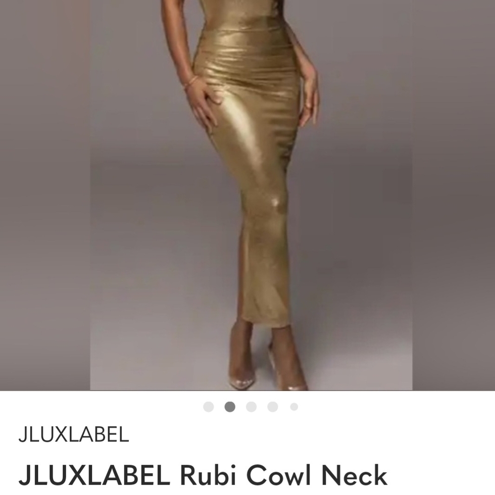 JLUXLABEL Gold Midi Dress